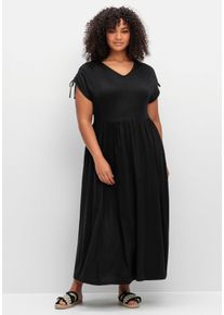 Große Größen Jerseykleid mit Tunnelzug am Ärmel Gr. 56 schwarz von sheego für Damen