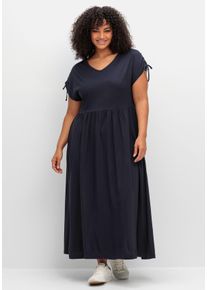 Große Größen Jerseykleid mit Tunnelzug am Ärmel Gr. 42 blau von sheego für Damen