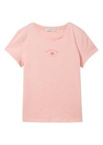 Tom Tailor DENIM Damen T-Shirt mit Bio-Baumwolle, rosa, Print, Gr. XL