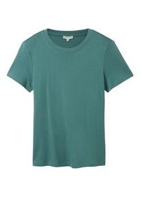 Tom Tailor Damen Basic T-Shirt mit Rundhalsausschnitt, grün, Uni, Gr. XXL