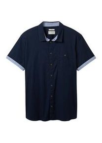 Tom Tailor Herren Plus - Oxford Kurzarmhemd, blau, Uni, Gr. 4XL