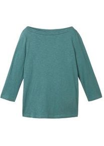 Tom Tailor Damen 3/4 Arm Shirt mit Bio-Baumwolle, grün, Uni, Gr. XL