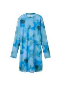 Tom Tailor DENIM Damen Mini-Meshkleid mit recyceltem Polyester, blau, Farbverlauf / Dip-Dye, Gr. XL