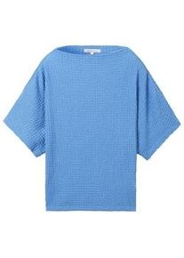 Tom Tailor DENIM Damen T-Shirt in Knitteroptik, blau, Uni, Gr. XL