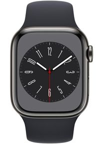 Apple Watch Series 8 (GPS + Cellular) 41mm Edelstahlgehäuse graphit, Sportband mitternacht MNJJ3FD/A