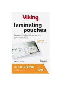 Viking Laminierfolien Visitenkarte & Kreditkarte Glänzend 125 Mikron (2 x 125) Transparent 100 Stück