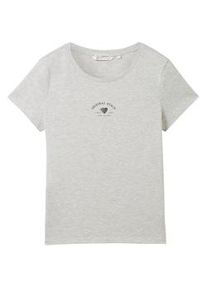 Tom Tailor DENIM Damen T-Shirt mit Bio-Baumwolle, grau, Print, Gr. XL