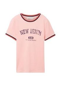 Tom Tailor DENIM Damen T-Shirt mit Bio-Baumwolle, rosa, Logo Print, Gr. M