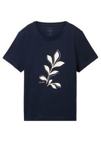 Tom Tailor Damen T-Shirt mit Print, blau, Print, Gr. XL