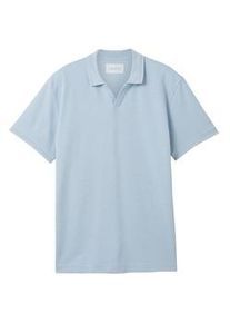 Tom Tailor Herren Poloshirt mit Struktur, blau, Uni, Gr. XL