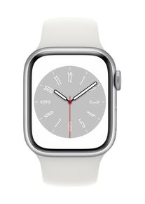 Apple Watch Series 8 (GPS + Cellular) 45mm Edelstahlgehäuse silber, Sportband weiß MNKE3FD/A
