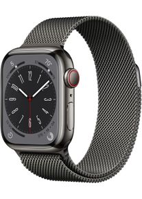 Apple Watch Series 8 (GPS + Cellular) 41mm Edelstahlgehäuse graphit, Milanaisearmband graphit MNJM3FD/A