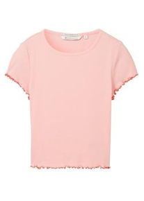 Tom Tailor DENIM Damen Ripp T-Shirt mit Bio-Baumwolle, rosa, Uni, Gr. XL