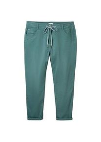 Tom Tailor Damen Plus - Cropped Slim Hose, grün, Uni, Gr. 44/28