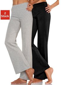Vivance active Jazzpants (2er-Pack) mit leicht ausgestelltem Bein, Loungewear, grau|schwarz