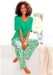 s.Oliver Pyjama (2 tlg) mit floralem Ethno-Muster, grün