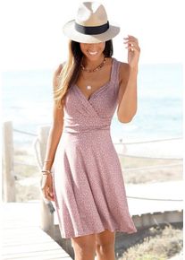 Vivance Jerseykleid mit Alloverdruck in Wickeloptik, Sommerkleid, Strandkleid, rosa