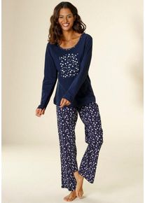 Vivance Dreams Pyjama (2 tlg) mit Sternenprint, blau|weiß