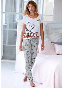 PEANUTS Pyjama (2 tlg) mit Snoopy und Woodstock Druck, grau|weiß