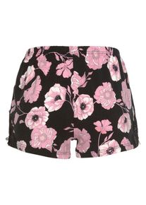 Lascana Shorts mit Spitzeneinsätzen, rosa|schwarz