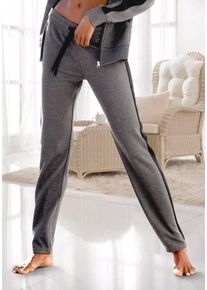 Bench. Loungewear Loungehose mit Seitenstreifen und geradem Bein, Loungeanzug, grau|schwarz