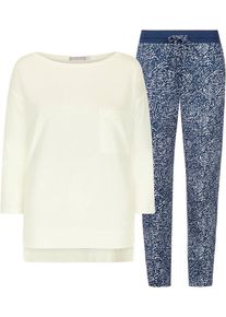 Mey Capri-Pyjama (Set, 2 tlg) mit gemusterter Hose und schlichtem Oberteil, blau