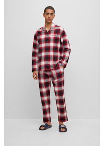 Hugo Schlafanzug Soft Check Pyjama (2 tlg) mit Hugo Stickerei auf der Brust, rosa