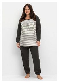 sheego Pyjama Große Größen (Set) mit Shirt und Hose aus Baumwollmix, grau