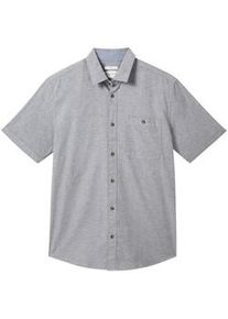 Tom Tailor Herren Basic Kurzarmhemd, blau, Uni, Gr. XL