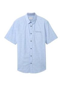 Tom Tailor Herren Kurzarmhemd mit Print, blau, Allover Print, Gr. XL
