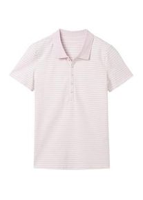 Tom Tailor Damen Gestreiftes Poloshirt, rosa, Streifenmuster, Gr. XXL