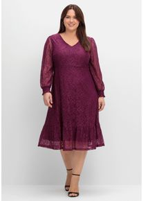sheego by Joe Browns Große Größen Abendkleid aus elastischer Spitze, mit Unterkleid Gr. 44 lila geblümt von sheego für Damen