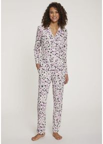 Vivance Dreams Pyjama mehrfarbig Gr. 32/34 für Damen. V-Ausschnitt und Allover-Druck, Print. Basic Schmal. Nachhaltig.