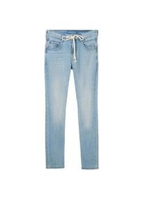 Tom Tailor Damen Tapered Jeans mit recycelter Baumwolle, blau, Uni, Gr. 26/30