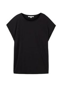 Tom Tailor DENIM Damen Basic T-Shirt, schwarz, Gr. XL