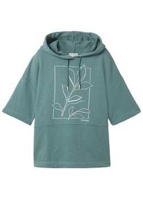 Tom Tailor Damen Sweatshirt mit Bio-Baumwolle, grün, Motivprint, Gr. XL