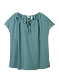 Tom Tailor Damen Plus - Leichte Bluse mit Lyocell, grün, Uni, Gr. 44