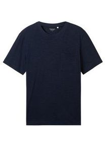 Tom Tailor Herren Basic T-Shirt in Melange Optik, blau, Melange Optik, Gr. XXXL