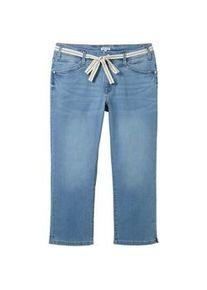 Tom Tailor Damen Plus - Slim Leg Jeans Cropped, blau, Uni, Gr. 46