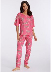 Vivance Dreams Pyjama (2 tlg) mt Animal Alloverprint, rosa