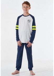 Schiesser Schlafanzug "Nightwear" (2 tlg) im College-Style, blau