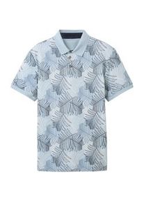 Tom Tailor Herren Poloshirt mit Allover Print, blau, Allover Print, Gr. XL