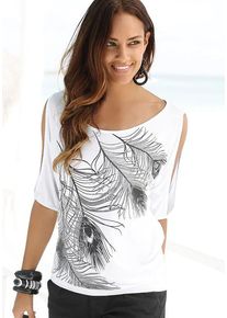 Lascana Strandshirt mehrfarbig Gr. 32/34 für Damen. Rundhals und Druck. Figurumspielend
