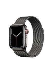 Apple Watch (Series 7) 2021 GPS + Cellular 41 mm - Rostfreier Stahl Schwarz - Milanaise Armband Schwarz
