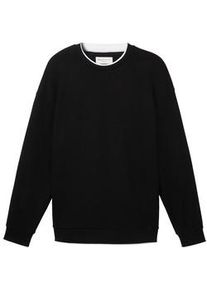 Tom Tailor DENIM Herren Sweatshirt mit Struktur, schwarz, Uni, Gr. XL