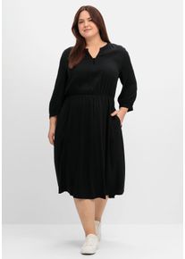 Große Größen Tailliertes Kleid mit Taschen, in Strukturqualität Gr. 42 schwarz von sheego für Damen