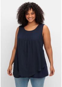 Große Größen Doppellagiges Top aus Chiffon und Jersey Gr. 48 blau von sheego für Damen