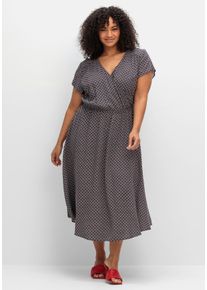 Große Größen Kleid in Wickeloptik, mit Alloverdruck Gr. 50 schwarz/weiß gemustert geblümt von sheego für Damen