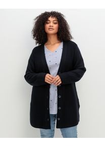 Große Größen Longstrickjacke im Strukturmix, mit V-Ausschnitt Gr. 40/42 blau von sheego für Damen