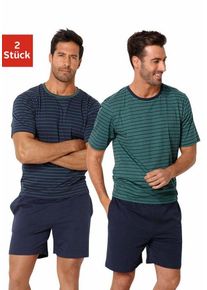 Le Jogger® Pyjama (4 tlg., 2 Stück) kurz im Streifendesign, blau